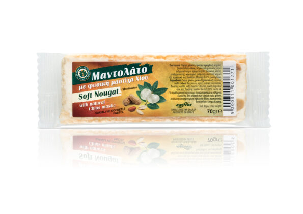 Soft nougat “Mantolato” with mastic and peanuts 70g Soft nougat “Mantolato” with mastic and peanuts 70g