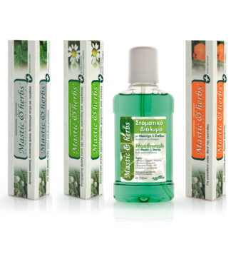 3 natural toothpastes + mouthwash with Mastic & herbs