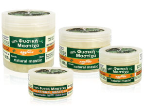 Natural gum mastic / mastiha. Packing in jars by ANEMOS